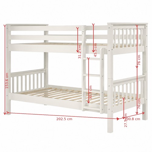 Single white bunk bed